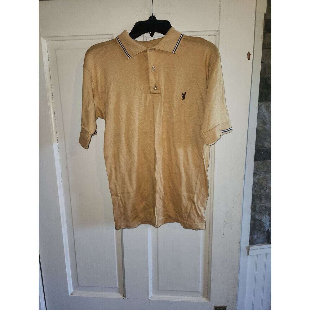 PLAYBOY 50/50 Polo Shirt M Retro Classic Tee Artex USA Bunny RARE VTG 70s 80s